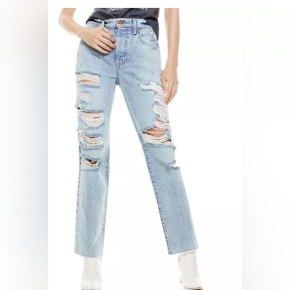 Alice + Olivia Midrise Amazing Ripped Boyfriend Jeans Size 30 - Picture 1 of 8